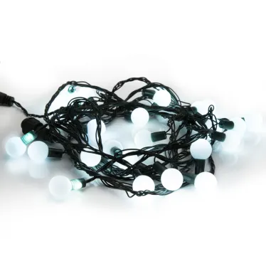 Гирлянда "Мультишарики" Ø25 мм 5м, темно-зеленый ПВХ, 25 диодов, цвет Белый | 303-555 | NEON-NIGHT