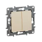 ETIKA Выключатель двухклавишный слоновая кость безвинтовые зажимы 10АХ