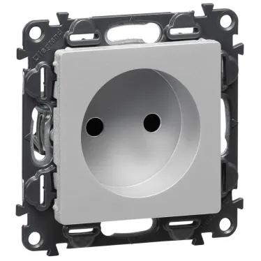 Valena LIFE Лицевая панель силовой розетки 2К Алюминий