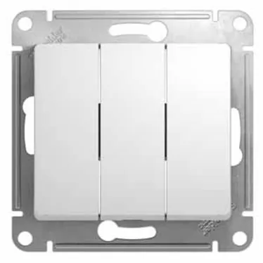 GLOSSA Выключатель трехклавишный в рамку белый схема 3