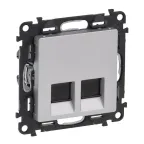 Valena LIFE Розетка информационная двойная RJ45 категория 5е UTP с лицевой панелью алюминий