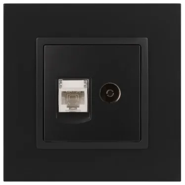 Розетка RJ45+TV, Эра Elegance, антрацит, 14-3110-05