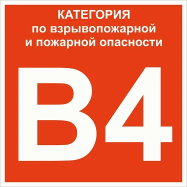 Знак B 4 ''Категории взрывопожарной опасности'' 200х200 мм, пластик ГОСТ Р 12.4.026-2015
