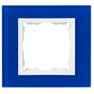 Рамка на 2 поста, S82N, синий - белый (стекло)
