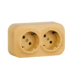 Quteo розетка двойная наружная с заземлением без шторок -16 A - 250 В IP 20 - Дерево