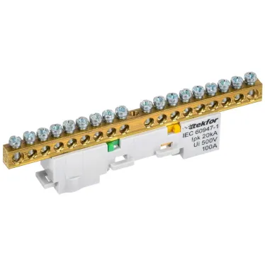 TEKFOR Шина PE земля неизолированная на универсальном держателе 6х9-18-Ж IEK