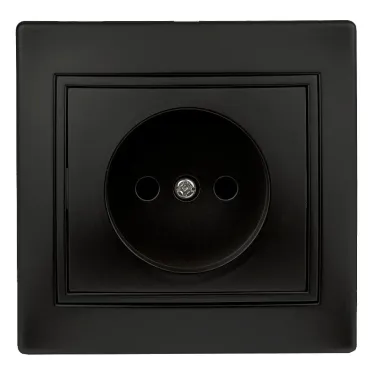 Розетка Intro Plano 1-201-05 без заземления 2P, 16А-250В, IP20, СУ, антрацит