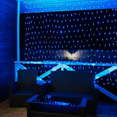 Гирлянда "Сеть" 2,5х2,5м, черный ПВХ, 432 LED Белые/Синие | 215-032 | NEON-NIGHT