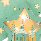 Деревянная фигура с подсветкой Домик Звездочета бирюзовая 26х7х25 см, | 504-019 | NEON-NIGHT