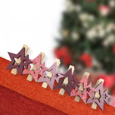 Деревянные прищепки Звездочки 16x4,5x1,3 cм, розовые, 6 шт, | 504-034 | NEON-NIGHT