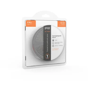 Лента светодиодная Basic LED 5050/60 12V 8W/m 900lm/m 3000K 10mm IP20 5m 1/100 | BT024 | Gauss