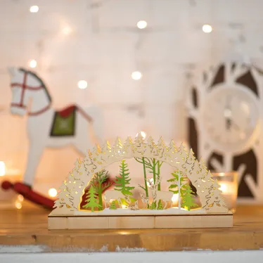 Деревянная фигурка с подсветкой Семейство оленей 30х5х15,7 см | 504-026 | NEON-NIGHT