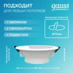 Светильник встраиваемый downlight Elementary круг 5,5W 450lm 4000K 185-250V IP54 95*45 монтаж белый LED 1/40 | 999420205 | Gauss
