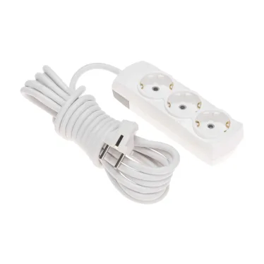 Удлинитель PREMIUM 3 гнезда, 5м, 3х1,5мм², с/з, белый | 13-4102 | REXANT