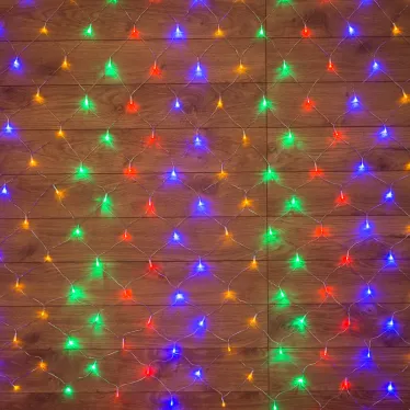Гирлянда "Сеть" 1х1,5м, прозрачный ПВХ, 96 LED Мультиколор | 215-119-6 | NEON-NIGHT