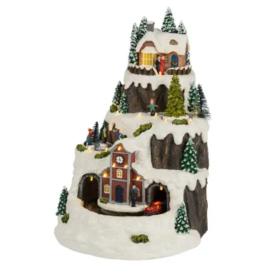 Фигура светодиодная новогодняя  EFIS-S07 композиция Рождество музыка теплый белый свет 3*АА 25*23*34 см | Б0060485 | ЭРА