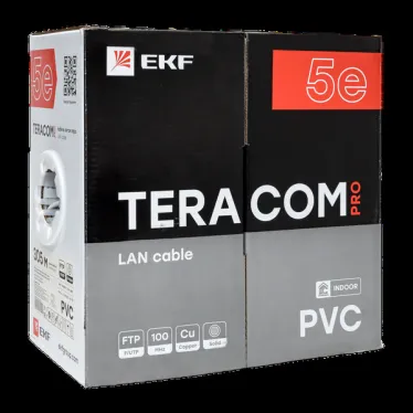 Кабель витая пара TERACOM PRO Cat.5E F/UTP 4 пары solid 24AWG цвет серый упак. 305м | TRP-5EFTP-04PVC-GY-IN3 | EKF