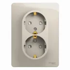 GLOSSA розетка двойная с заземлением со шторками в сборе молочный