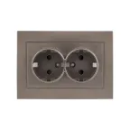 Валенсия лицевая панель розетки 2-местной с/з 16А графит с защ. штор.