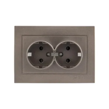 Валенсия лицевая панель розетки 2-местной с/з 16А графит с защ. штор.
