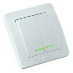 Выключатель двухклавишный скрытый с индикацией белый 10А