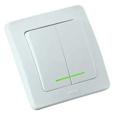 Выключатель двухклавишный скрытый с индикацией белый 10А