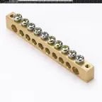 Шина нулевая 8х12мм 125А 10 отверстий крепеж по краям латунь PROxima