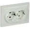BRITE Розетка двойная с заземлением без защитных шторок 16А в сборе РС12-3-БрЖ жемчуг