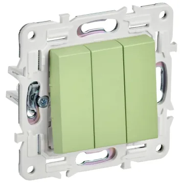 SKANDY Выключатель 3-клавишный 10А SK-V11G мятный IEK