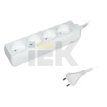 Удлинитель бытовой 4 розетки шнур 3м без заземления 16А
