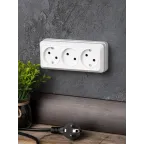 Розетка Рим 3-местная 10А без заземления белая