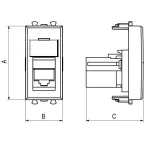 Компьютерная розетка "Черный квадрат" "Avanti" RJ-45 модульная, кат. 6, 1 мод | 4402291 | DKC