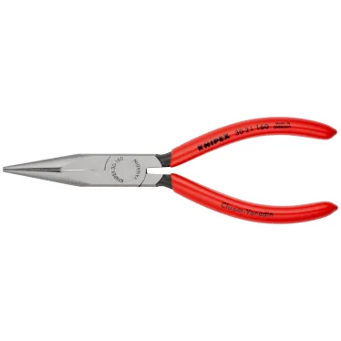 Длинногубцы плоскокруглые рифлённые губки 50 мм L-160 мм чёрные обливные рукоятки блистер