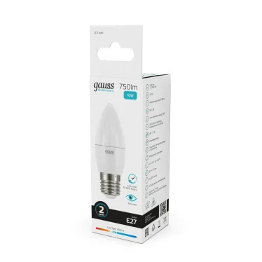 Лампа светодиодная Elementary Свеча 10W 750lm 4100K E27 LED 1/10/100 | 30220 | Gauss