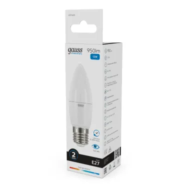 Лампа светодиодная Elementary Свеча 12W 950lm 6500K E27 LED 1/10/100 | 30232 | Gauss