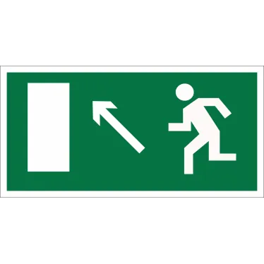 Пиктограмма (Пластина) BL-3015B.E06 "Напр. к эвакуационному выходу налево вверх" | a14584 | Белый свет