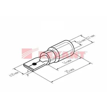 Клемма плоская изолир термоусаживаемая РПи-п-т 6.0-(6.3) РпИп-т 6-7-0,8 штекер 6.35 мм 4-6, REXANT