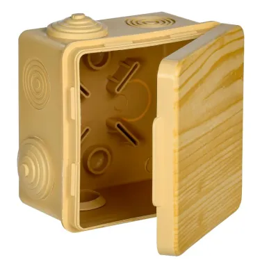 Коробка распределительная КМ 80х80х50мм для наружного монтажа с откидной крышкой IP54 7 вв. сосна