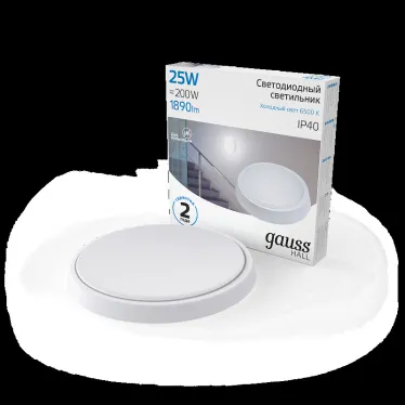 Светильник светодиодный ДБП 25 Вт 1890 лм 6500К AC 220В Белый IP40 круг D210х35мм Пластик ЖКХ HALL Gauss