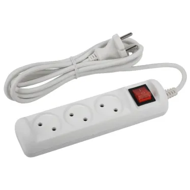 Удлинитель электрический U-3s-1,5m-2x1 без заземления c выключателем 3 розетки 1,5м ПВС 2x1мм2 10А