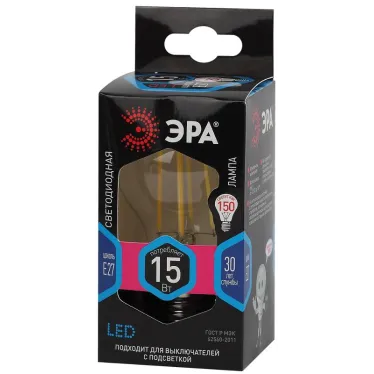 Лампа светодиодная F-LED A60-15W-840-E27 (филамент, груша, 15Вт, нейтр, Е27) (10/100/1500)