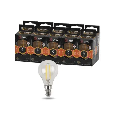 Лампа светодиодная F-LED P45-9w-827-E14 (филамент, шар, 9Вт, тепл, E14) (10/100/4000)
