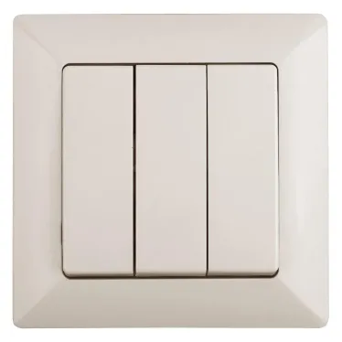 Выключатель Intro Solo 4-106-02 трехклавишный 10А-250В, IP20, СУ, слоновая кость