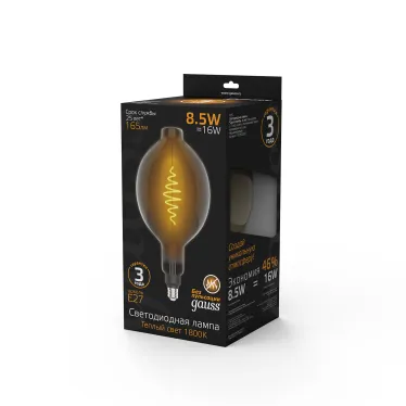 Лампа светодиодная LED Filament BT180 E27 8.5W Gray 165lm 1800K 1/2 | 152802005 | Gauss