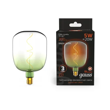 Лампа светодиодная LED Filament Flexible V140-DC Green-Clear E27 5W 200lm 1800K 140*200mm 1/6 | 1009802105 | Gauss