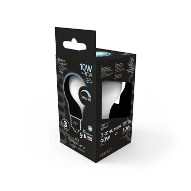Лампа светодиодная LED 10Вт E27 220В 4100К A60, диммируемая | 102202210-D | Gauss