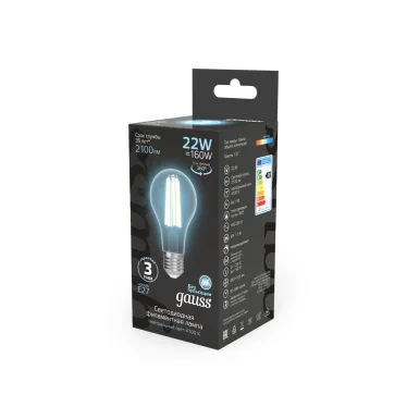 Лампа светодиодная Filament А70 22W 2100lm 4100К Е27 LED 1/10/40 | 102902222 | Gauss