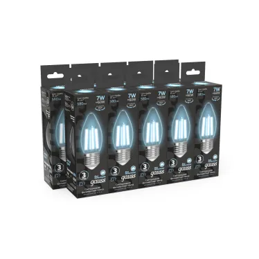 Лампа светодиодная Filament Свеча 7W 580lm 4100К Е27 LED 1/10/50 | 103802207 | Gauss