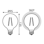 Лампа светодиодная Black LED Filament G95 E27 8W Golden 740lm 2400К | 105802008 | Gauss