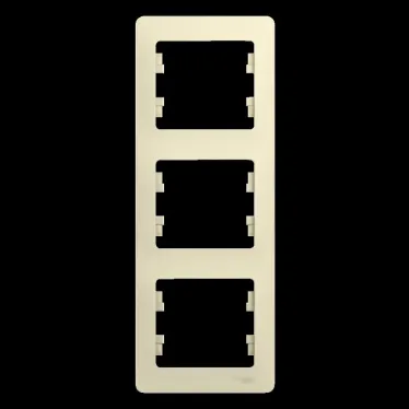 GLOSSA Рамка 3 поста вертикальная бежевая